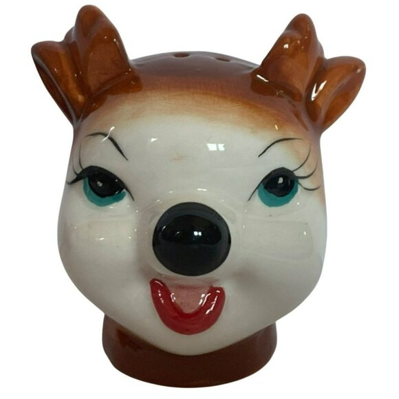 Anthropomorphic Christmas Salt & Pepper Shakers Winking Deer Vintage Style NEW! - Picture 3 of 7